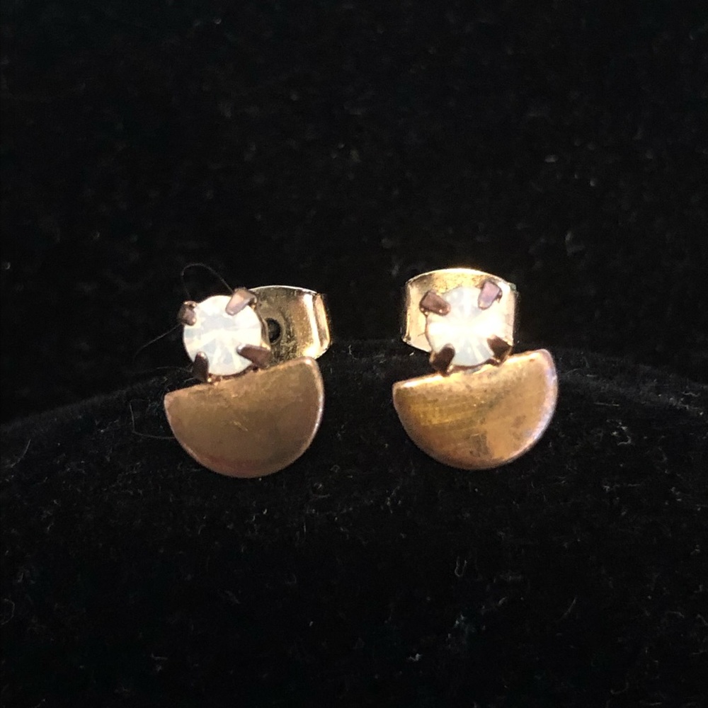 Brass and opal stud earrings